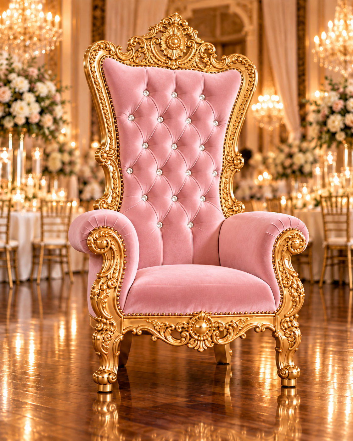 Champagne Ivory Velvet Single Royal Throne Chair with Silver Frame - Image 10