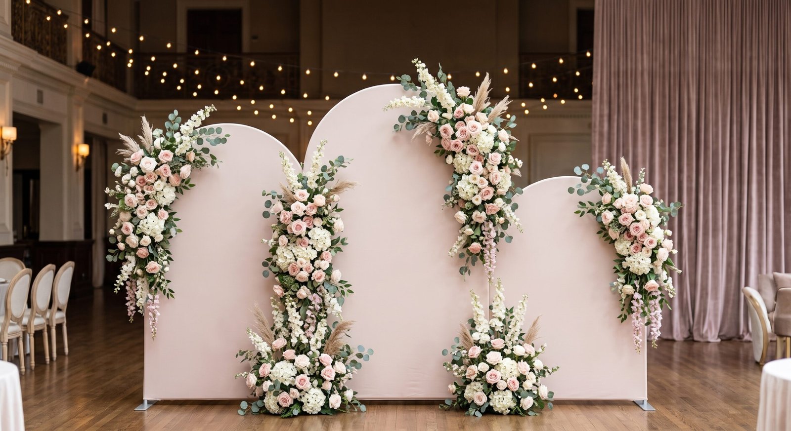 Chiara Arched Backdrop Wall Set – Luxe Silk Florals