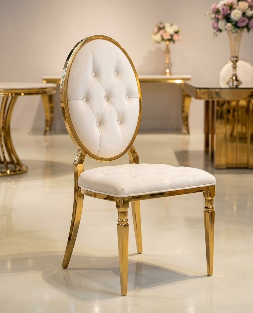 Gold Frame Acrylic Medallion Chair - Image 4