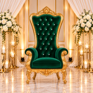 Emerald Green Velvet Single Royal Throne Chair