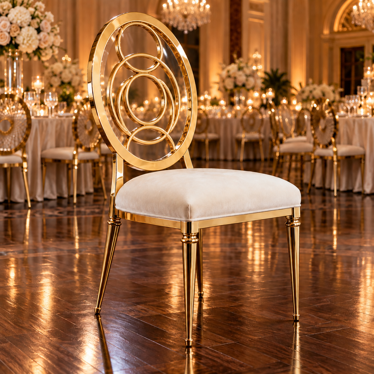 Gold Frame Acrylic Medallion Chair
