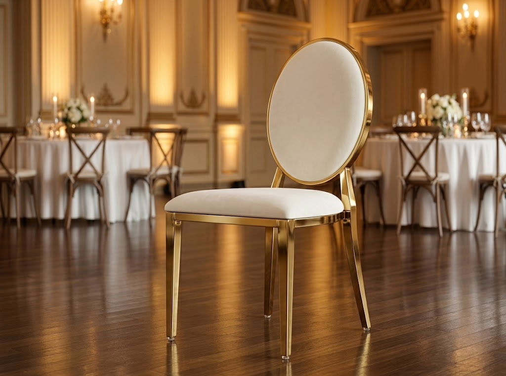 Gold Frame Acrylic Medallion Chair - Image 3