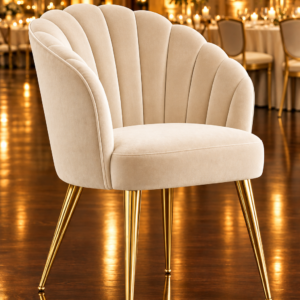 Modern Ivory Velvet Deco Accent Dining Chair