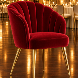 Modern Ruby Red Velvet Deco Accent Dining Chair