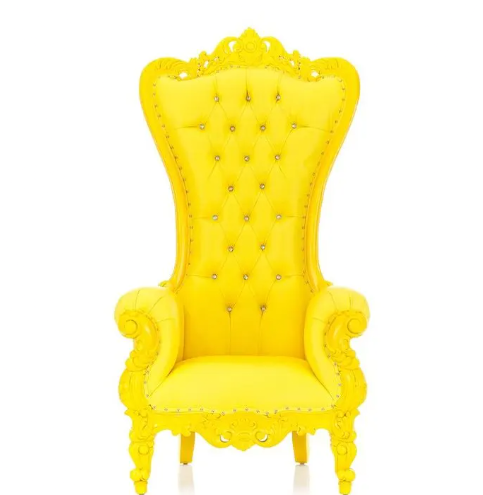 Gold & White Leatherette Single Royal Throne Chair - Image 2