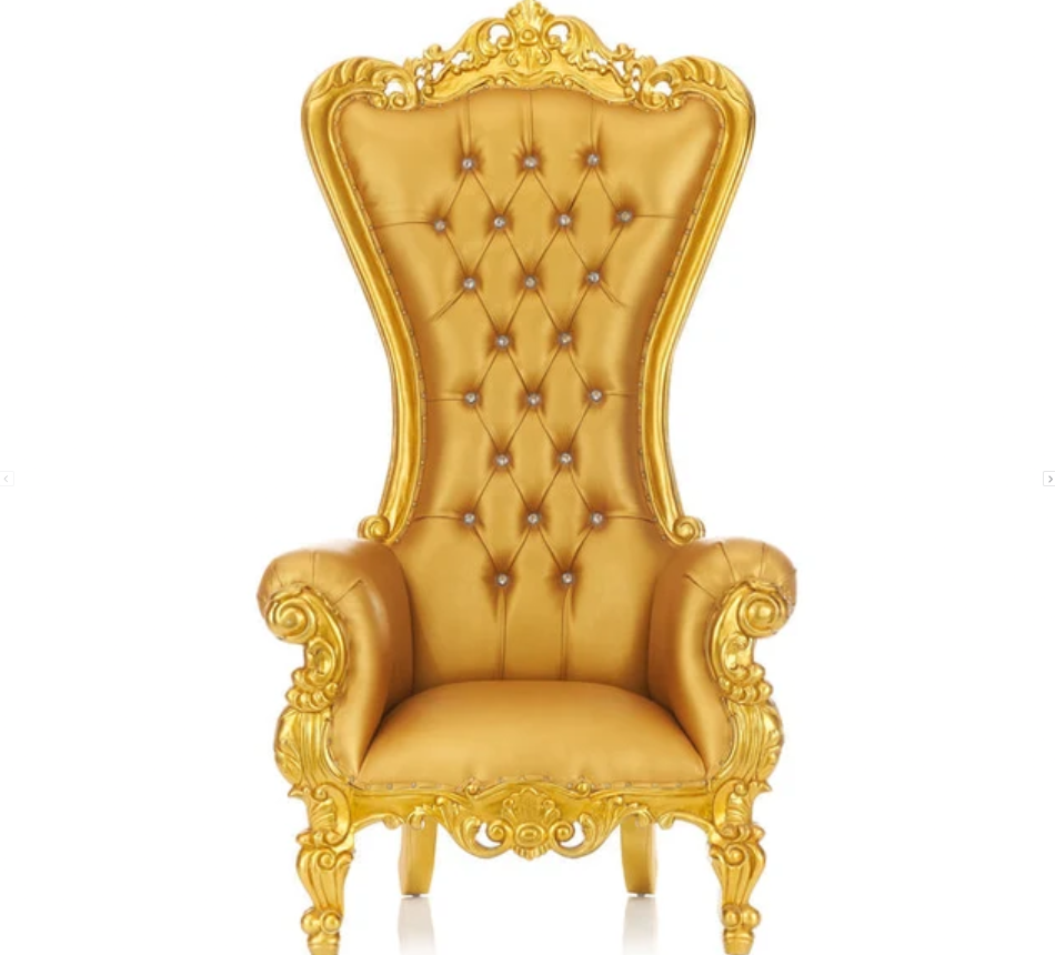 Gold & White Leatherette Single Royal Throne Chair - Image 5
