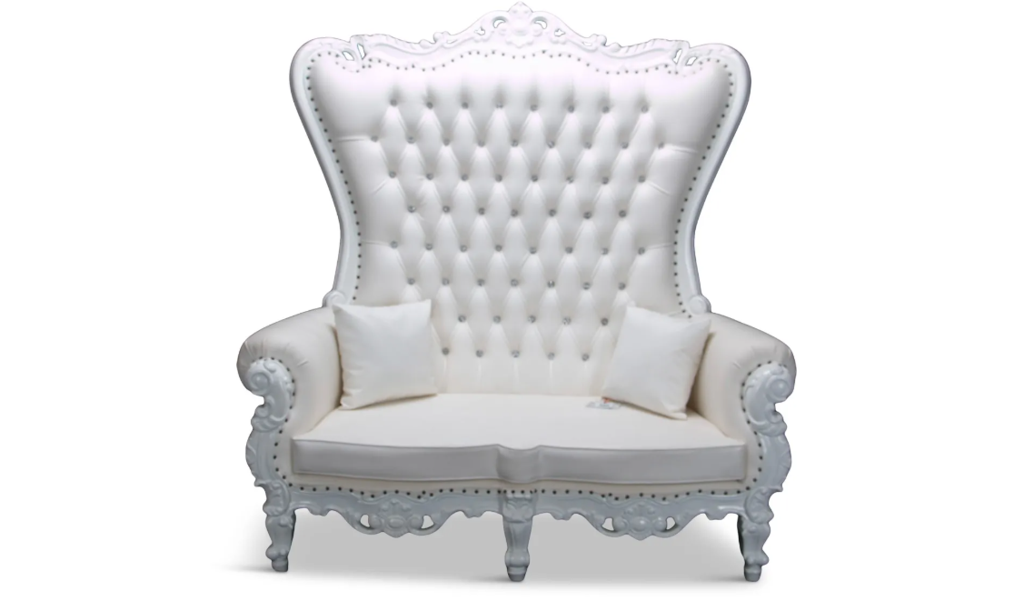 Champagne Gold Velvet Double Royal Throne Chair - Image 2