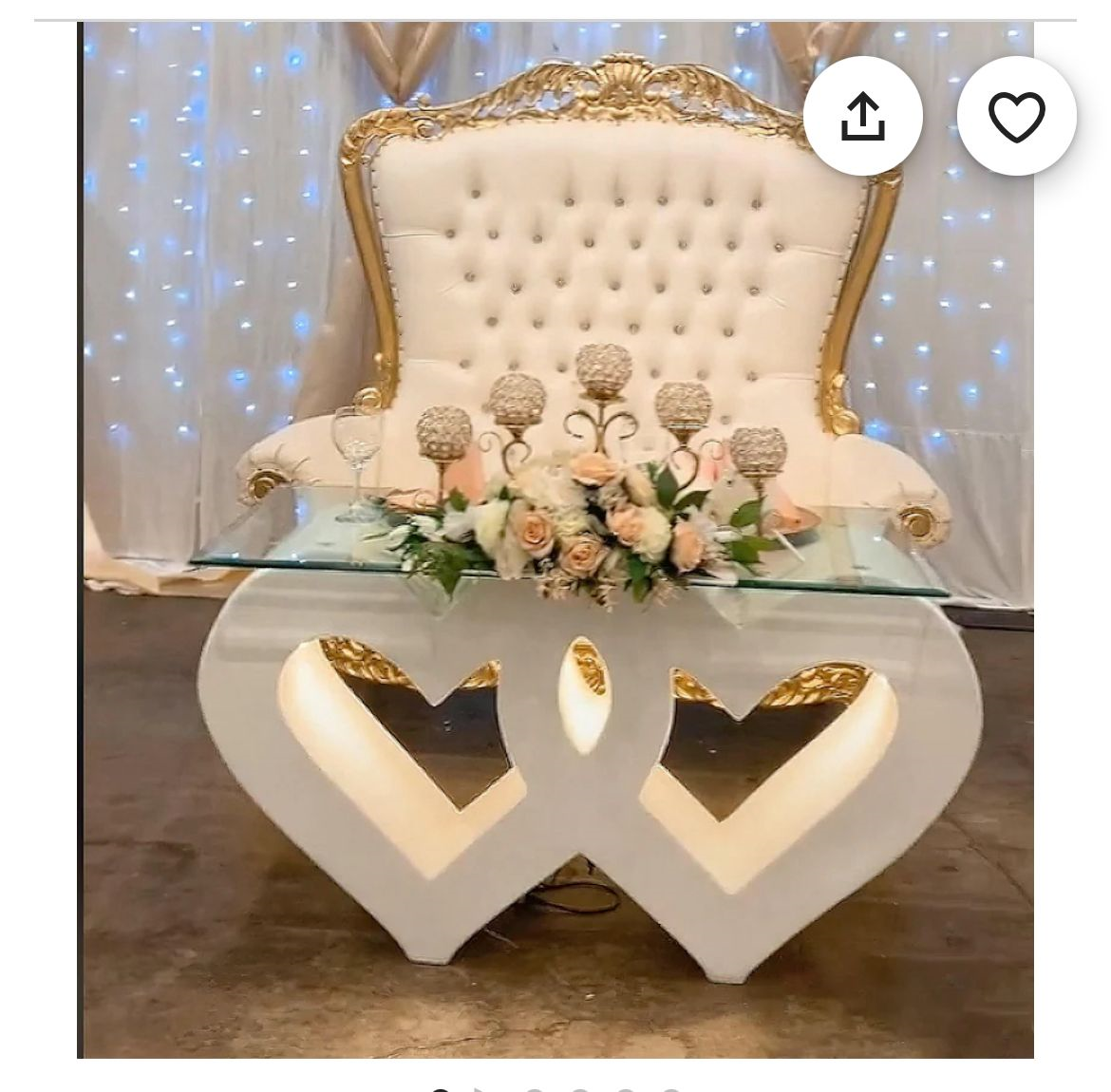 Champagne Gold Velvet Double Royal Throne Chair - Image 12