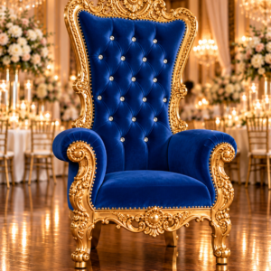 Royal Blue Velvet Single Royal Throne Chair