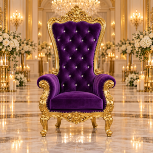 Royal Purple Velvet Single Royal Throne Chair