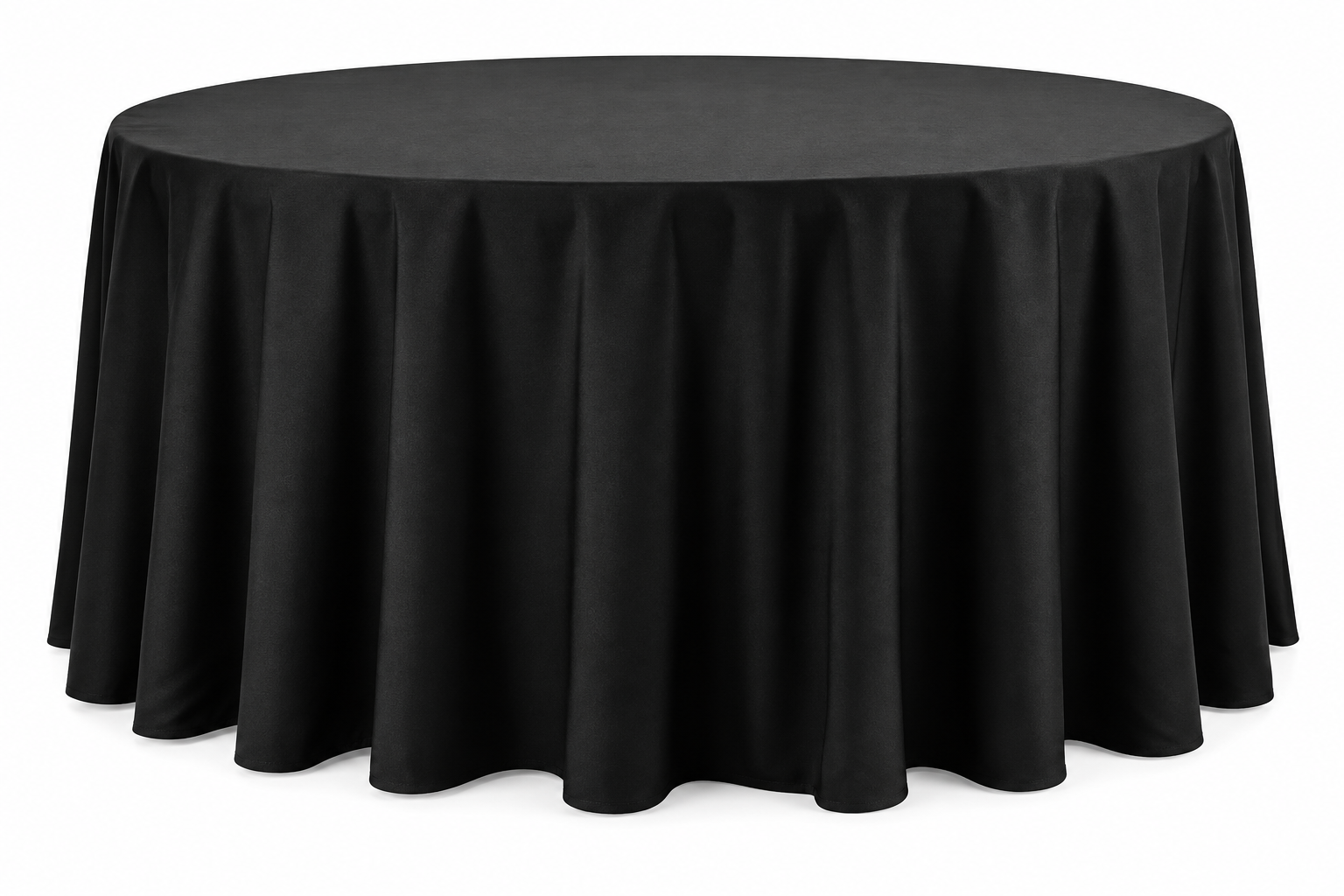 Black Floor-Length Round Tablecloth