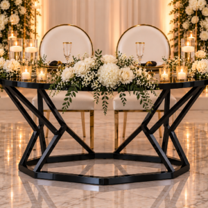 Black Geometric Sweetheart Table