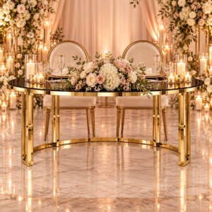 Black & Gold Sweetheart Table