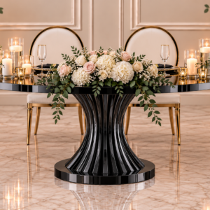 Black Pedestal Sweetheart Table