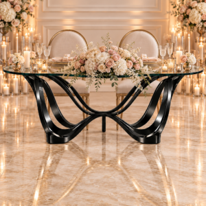 Black Ribbon Sweetheart Table