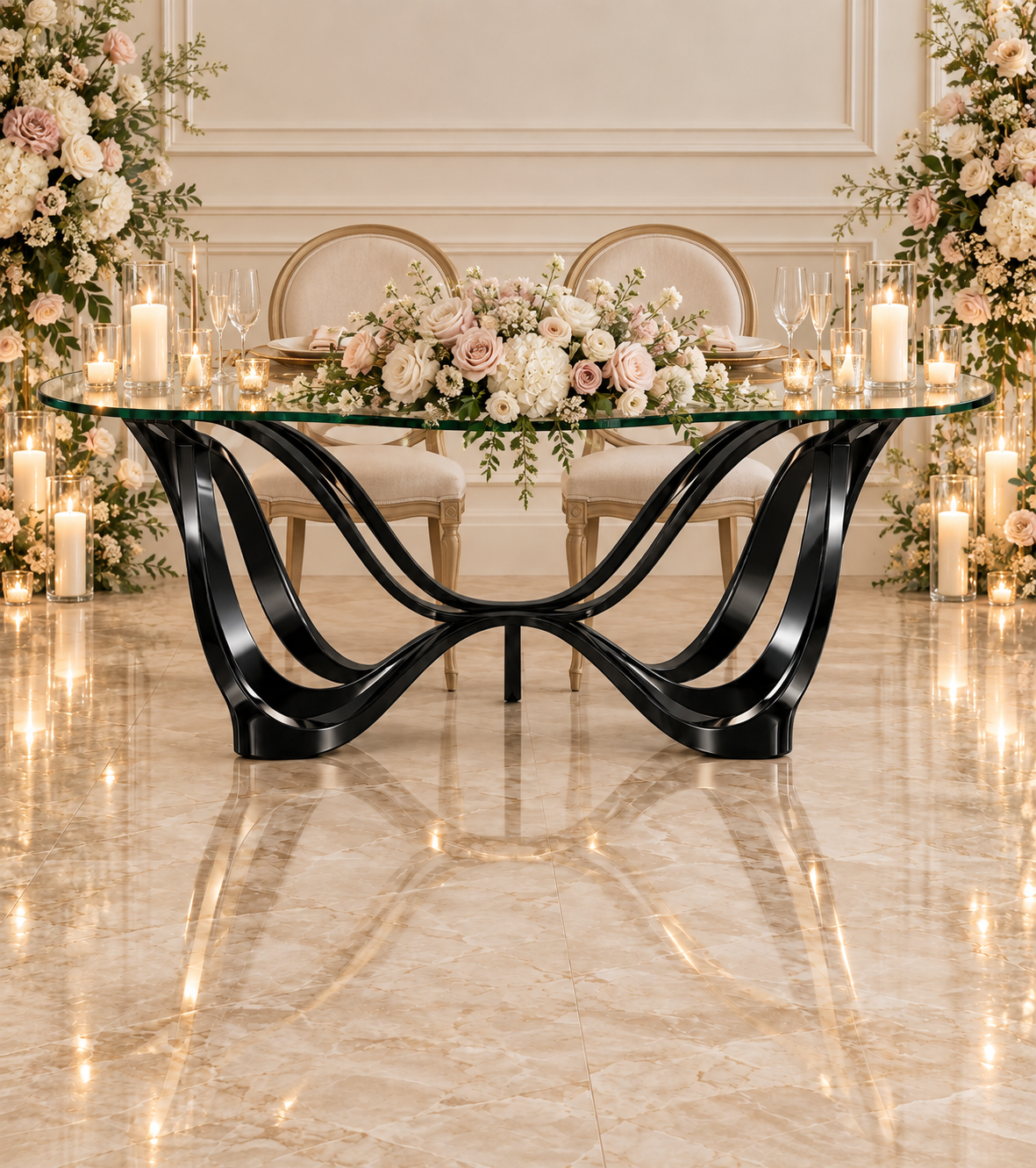 White Ribbon Sweetheart Table - Image 9