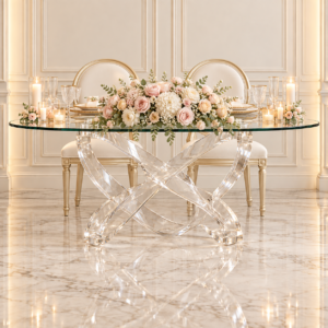 Clear Ribbon Sweetheart Table