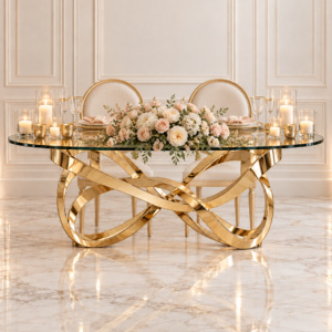 Gold Ribbon Sweetheart Table