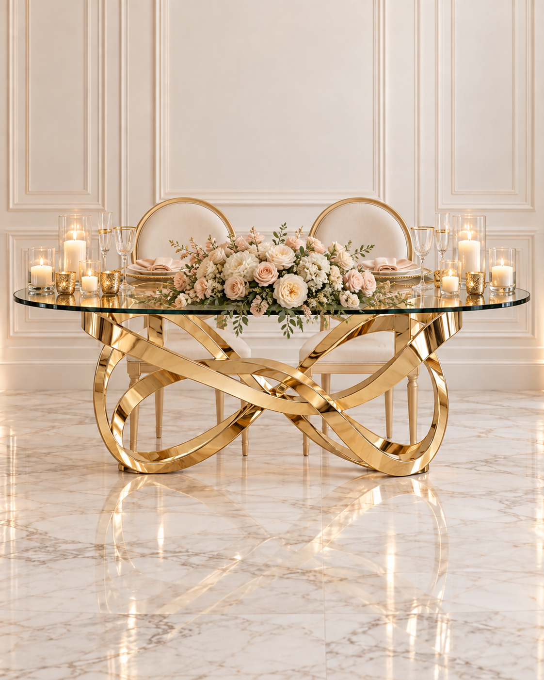 White Ribbon Sweetheart Table - Image 5