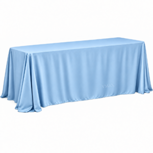 Light Blue Rectangular Floor-Length Tablecloth