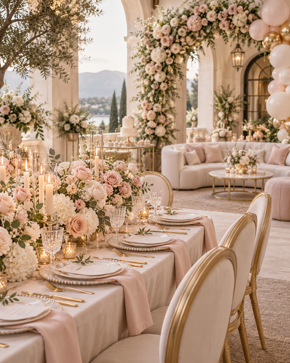 Elegant baby shower and bridal shower event setup