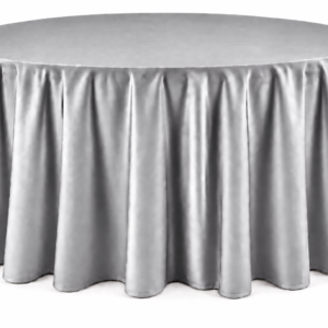 Silver Floor-Length Round Tablecloth