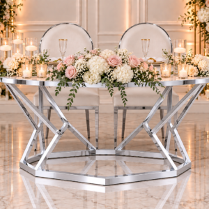 Silver Geometric Sweetheart Table