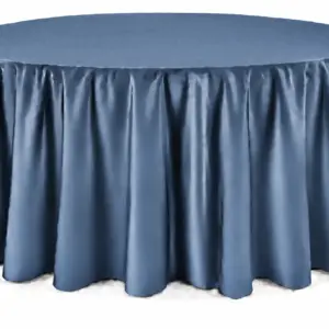 Slate Blue Floor-Length Round Tablecloth