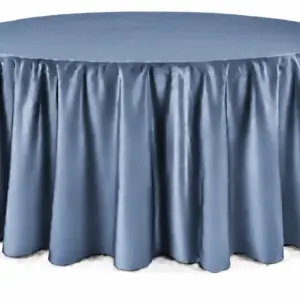 Steel Blue Floor-Length Round Tablecloth