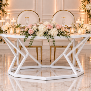 White Geometric Sweetheart Table