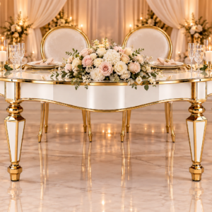 White & Gold Sweetheart Table